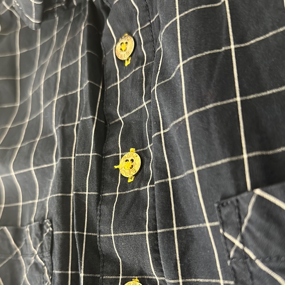 Eight 732 Checkered men’s button down Shirt navy blue with Gold Details - Picture 11 of 14